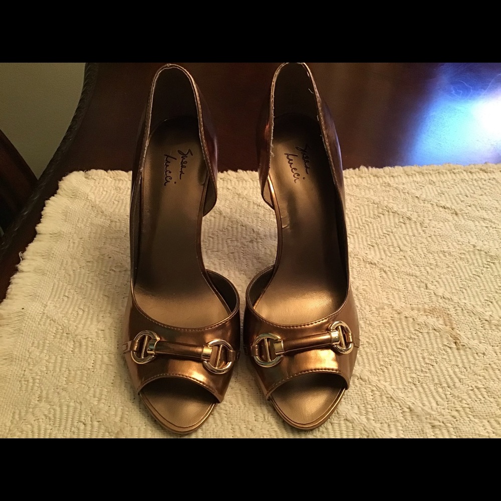 Susan Lucci bronze heels